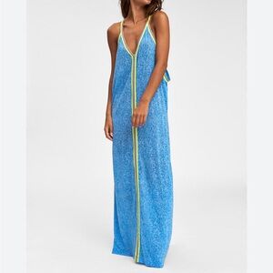 Pitusa Blue and Neon Green maxi dress